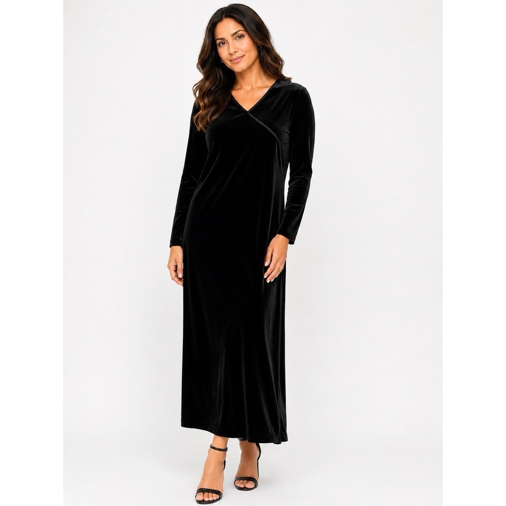 J Jill Wearever Dark Romantic Velvet Velour Dress Womens‎ L Stretch Whimisgoth